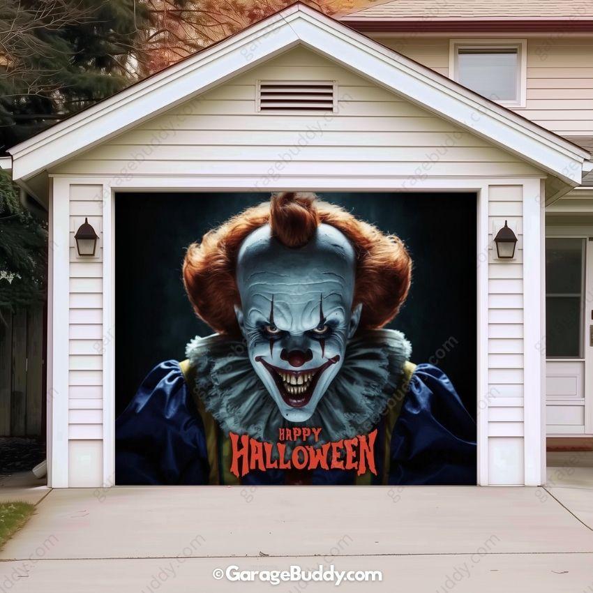 Spooky Clown Halloween Garage Cover