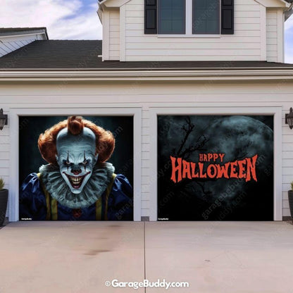Spooky Clown Halloween Garage Cover